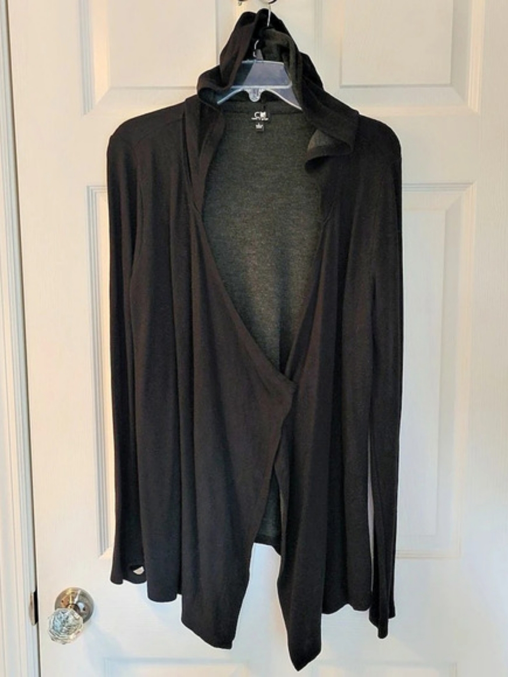 Cable & Gauge Black Long Sleeve Open Front Hoodie - Large